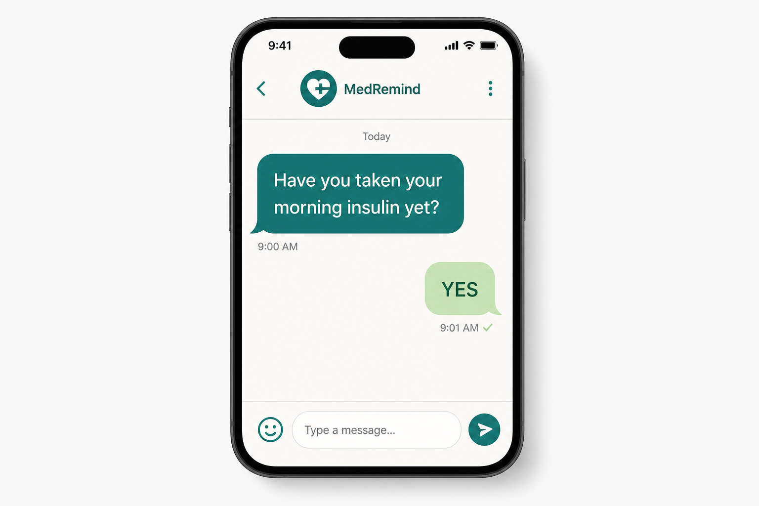 MedsYet SMS conversation example